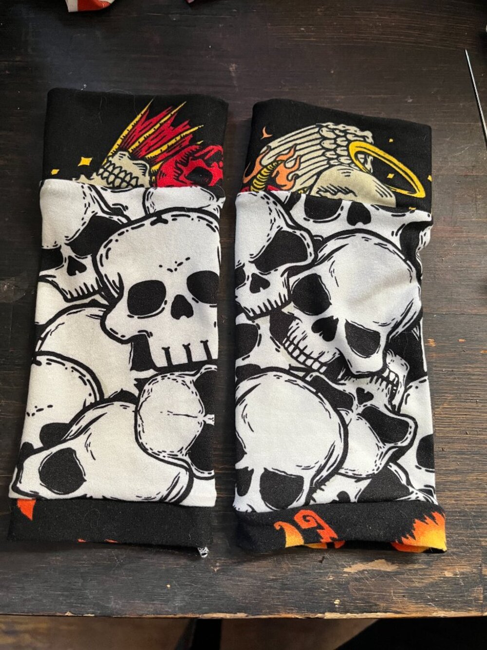 Handmade black and white skull Wrist Cuffs